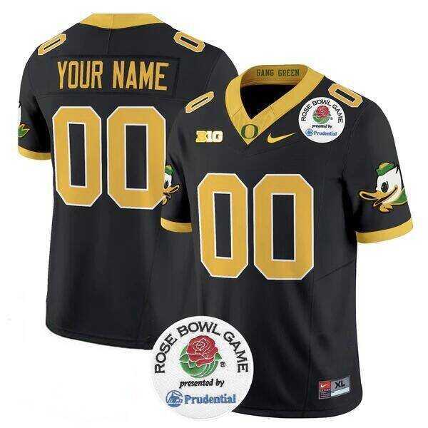 Mens Oregon Ducks Active Player Custom Black 2024 F.U.S.E. Rose Bowl Vapor Limited Stitched Football Jersey->customized ncaa jersey->Custom Jersey
